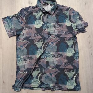 Travis Mathew Featherweight Polo Mens Size XXL Multi Color Palm Summer Design